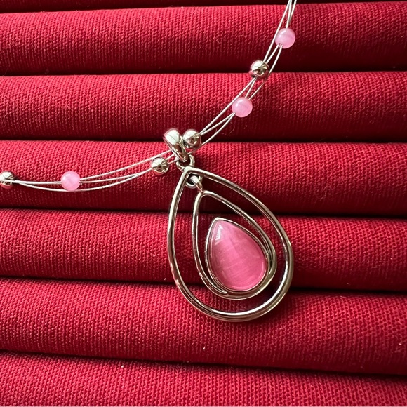 Lia Sophia Y2K Pink Teardrop Pendant Necklace - Picture 4 of 5